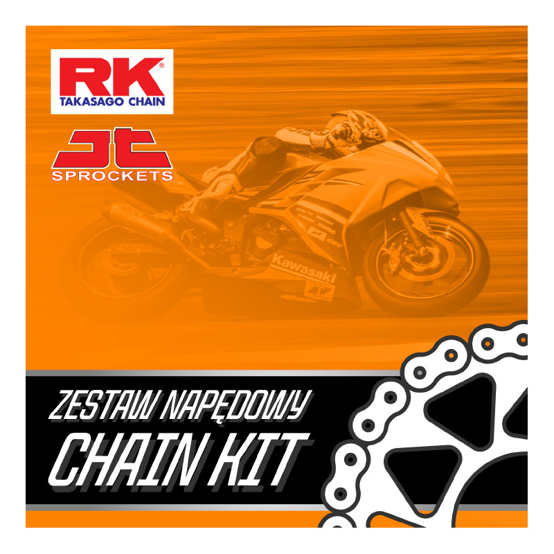 RK ZESTAW NAPĘDOWY KOMPLETNY KAWASAKI ER-6F / ER-6N '06-'16, KLE 650 VERSYS '07-'24, EX 650 NINJA '13-'25, Z 650 '17-'25