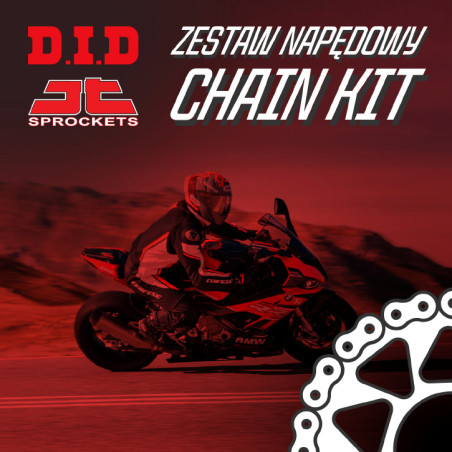 DID ZESTAW NAPĘDOWY KOMPLETNY HONDA VT 600 '90-'07 (ZĘBATKI JT, PRZEDNIA Z GUMĄ, ŁAŃCUCH DID VX3 STALOWY, ZAKUWKA)