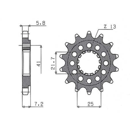 SUNSTAR ZĘBATKA PRZEDNIA KAWASAKI ZX-7R/RR '96-'03, ZX-10R '04-'15, SUZUKI GSXR 750 '00-'15, SV 1000S '03-'06