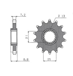 SUNSTAR ZĘBATKA PRZEDNIA 2137 16 KAWASAKI ZX9R '02-'03, Z 1000 '03-'06 (JTF1537.16) (ŁAŃC. 525) (213716JT)