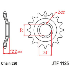 JT ZĘBATKA PRZEDNIA 405 16 APRILIA 600 '85-'87 (40516JT) (ŁAŃC. 520)