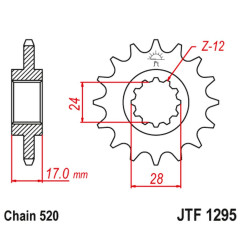 JT ZĘBATKA PRZEDNIA 295M 14 HONDA CBR 600 F2/F3 '91-98' (295M14JT) (ŁAŃC. 520) KONWERSJA