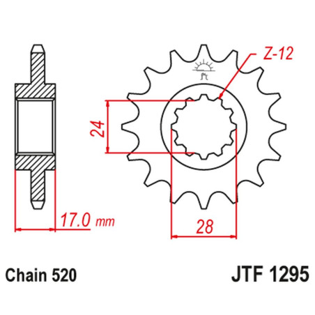 JT ZĘBATKA PRZEDNIA 295M 14 HONDA CBR 600 F2/F3 '91-98' (295M14JT) (ŁAŃC. 520) KONWERSJA