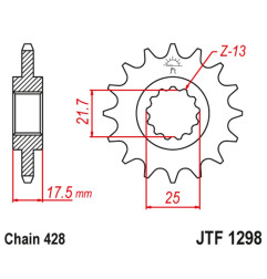JT ZĘBATKA PRZEDNIA 2048 17 HONDA CBR 250 '90-00' VT/VTR 250 '89-90' (204817JT) (ŁAŃC. 428)