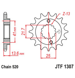 JT ZĘBATKA PRZEDNIA 2093 14 KAWASAKI ZX6R '03-'06 (2093M14JT) (ŁAŃC. 520)