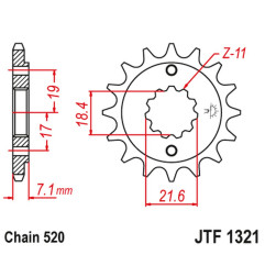 JT ZĘBATKA PRZEDNIA 2067 12 HONDA CBF 250, XR 250R (206712JT) (MOŻNA STOSOWAĆ JAKO 2506 12 ORAZ 2261 12) (ŁAŃC. 520)