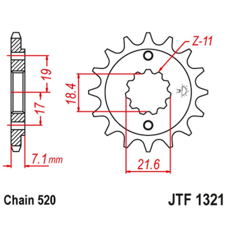 JT ZĘBATKA PRZEDNIA 2067 12 HONDA CBF 250, XR 250R (206712JT) (MOŻNA STOSOWAĆ JAKO 2506 12 ORAZ 2261 12) (ŁAŃC. 520)