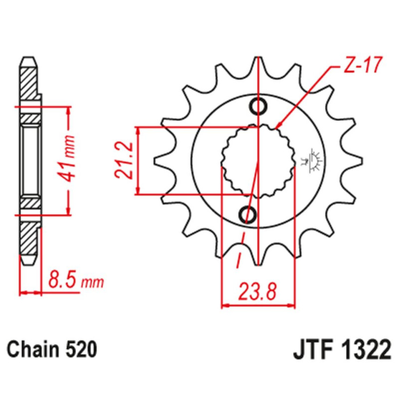JT ZĘBATKA PRZEDNIA 2071 13 HONDA XR 400 '96-'05, TRX 400 (207113JT) (ŁAŃC. 520)