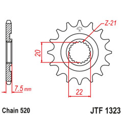 JT ZĘBATKA PRZEDNIA 2120 12 HONDA CR 125R '04-'07, CRF 250R/X '04-'17 (212012JT) (ŁAŃC. 520)