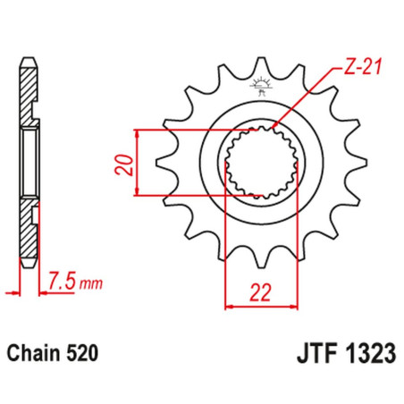 JT ZĘBATKA PRZEDNIA 2120 12 HONDA CR 125R '04-'07, CRF 250R/X '04-'17 (212012JT) (ŁAŃC. 520)