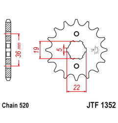 JT ZĘBATKA PRZEDNIA 337 13 HONDA TRX 250/300 '87-09', CR 250 '82-85', CR500 '84-85' (33713JT) (ŁAŃC. 520)