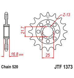 JT ZĘBATKA PRZEDNIA 2042 16 HONDA NC 750X/S/DCT '14-'15, INTEGRA 750 DCT '14-'15 (204216JT) (ŁAŃC. 520)