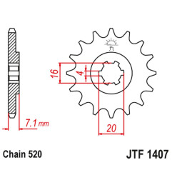 JT ZĘBATKA PRZEDNIA 422 10 KAWASAKI KSF/KXF 80 '03-06', SUZUKI LT 80 '89-06' (42210JT) (ŁAŃC. 520)
