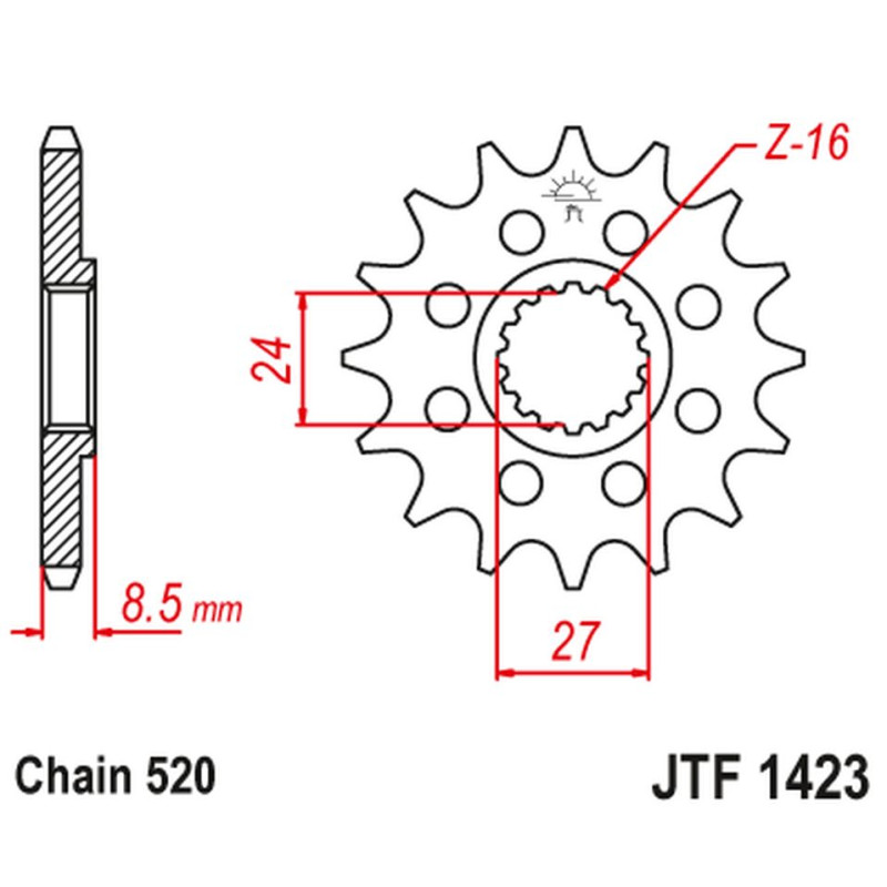 JT ZĘBATKA PRZEDNIA 2192 15 SUZUKI GSXR 1000 '09-16' (219215JT) (ŁAŃC. 520) KONWERSJA JT ZĘBATKA PRZEDNIA 2192 15 SUZUKI GSXR 1000 '09-16' (219215JT) (ŁAŃC. 520) KONWERSJA