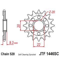 JT ZĘBATKA PRZEDNIA 2146 14 KAWASAKI KXF 250 '06-'17 SAMOOCZYSZCZAJĄCA (214614JT) (ŁAŃC. 520)