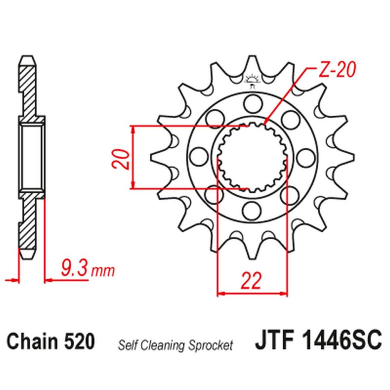 JT ZĘBATKA PRZEDNIA 2146 14 KAWASAKI KXF 250 '06-'17 SAMOOCZYSZCZAJĄCA (214614JT) (ŁAŃC. 520) JT ZĘBATKA PRZEDNIA 2146 14 KAWASAKI KXF 250 '06-'17 SAMOOCZYSZCZAJĄCA (214614JT) (ŁAŃC. 520)