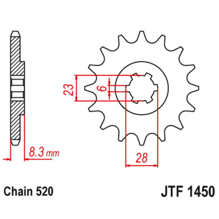 JT ZĘBATKA PRZEDNIA 436 14 SUZUKI LT 500 '88-92', RM 465 '81-82', RM 500 '83-84' (43614JT) (ŁAŃC. 520)