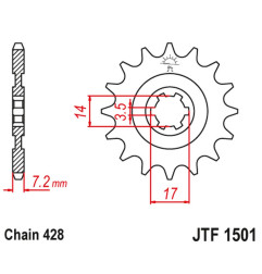 JT ZĘBATKA PRZEDNIA 2054 13 KAWASAKI KLT/KLF 110 '84-88', KLX 140 '08-20' (205413JT) (ŁAŃC. 428)