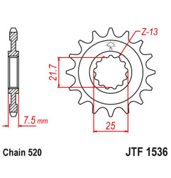 JT ZĘBATKA PRZEDNIA 585 15 KAWASAKI ZX-6R/RR '07-17, YAMAHA XTZ 750 '90-'98 (58515JT) (ŁAŃC. 520)
