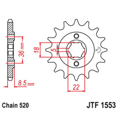 JT ZĘBATKA PRZEDNIA 2052 15 YAMAHA XT 250 TL (JAPAN) '83-84' SRX 250 '87' (205215JT) (ŁAŃC. 520) NA ZAMÓWIENIE