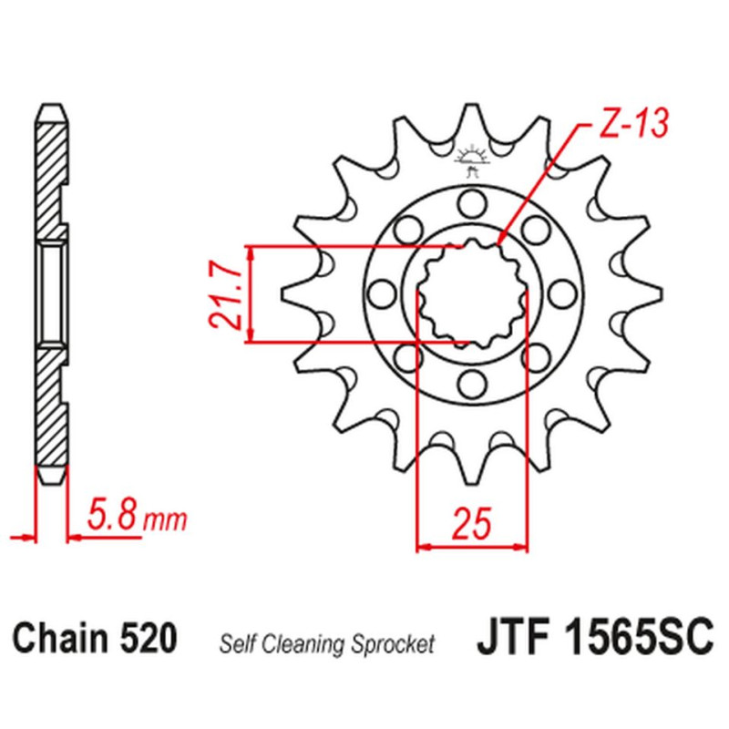 JT ZĘBATKA PRZEDNIA 2141 13 KAWASAKI KXF 450 '06-20' KLX 450 '08-20' SAMOCZYSZCZĄCA (214113JT) (ŁAŃC. 520)