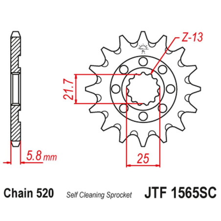 JT ZĘBATKA PRZEDNIA 2141 13 KAWASAKI KXF 450 '06-20' KLX 450 '08-20' SAMOCZYSZCZĄCA (214113JT) (ŁAŃC. 520)