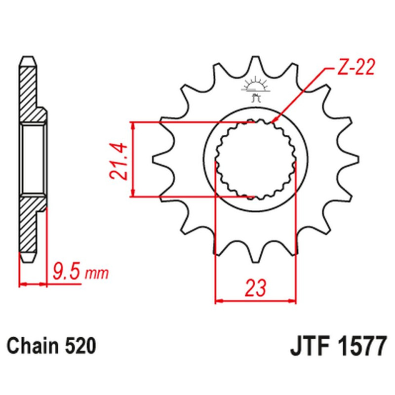 JT ZĘBATKA PRZEDNIA YAMAHA XT 600 '99-03' TT 600 '04, (GRUBOŚĆ 9.5MM) (ŁAŃC. 520) JT ZĘBATKA PRZEDNIA YAMAHA XT 600 '99-03' TT 600 '04, (GRUBOŚĆ 9.5MM) (ŁAŃC. 520)