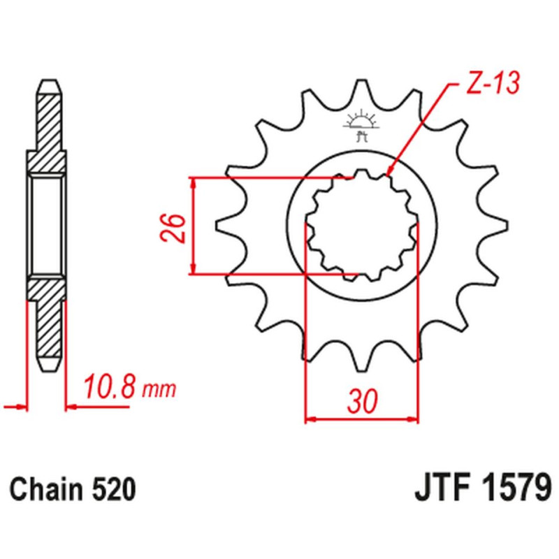 JT ZĘBATKA PRZEDNIA 579M 15 YAMAHA YZF R1 '98-21', FZ-1 '10-15' (579M15JT) (ŁAŃC. 520) KONWERSJA JT ZĘBATKA PRZEDNIA 579M 15 YAMAHA YZF R1 '98-21', FZ-1 '10-15' (579M15JT) (ŁAŃC. 520) KONWERSJA
