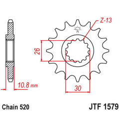 JT ZĘBATKA PRZEDNIA 579M 17 YAMAHA YZF R1 '98-21', FZ-1 '10-15' (579M17JT) (ŁAŃC. 520) KONWERSJA