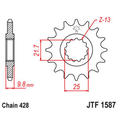 JT ZĘBATKA PRZEDNIA 2049 20 YAMAHA FZR 400 '88-95', SR 400 '88-17' SR 500 '91-00' (204920JT) (ŁAŃC. 428)