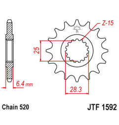 JT ZĘBATKA PRZEDNIA 2168 16 YAMAHA YFZ 450/YFM 700 RAPTOR '06-'19 (216816JT) (ŁAŃC. 520)