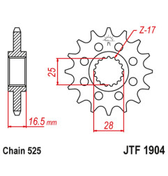 JT ZĘBATKA PRZEDNIA 2147 15 KTM 950/990/1050/1090/1190/1290 03-24 (214715JT) (ŁAŃC. 525)