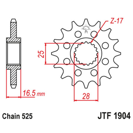 JT ZĘBATKA PRZEDNIA 2147 15 KTM 950/990/1050/1090/1190/1290 03-24 (214715JT) (ŁAŃC. 525)