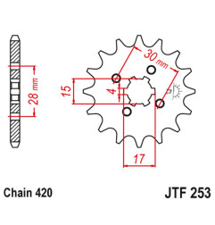 JT ZĘBATKA PRZEDNIA 255 17 HONDA MTX/MBX/XR 80 (25517JT) (ŁAŃC. 420)