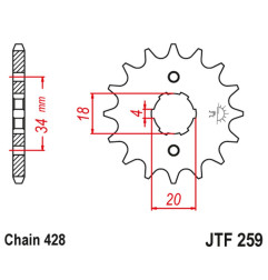 JT ZĘBATKA PRZEDNIA 259 17 HONDA XL 125, NX 125 (25917JT) (ŁAŃC. 428)