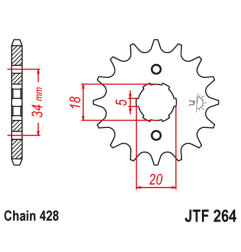 JT ZĘBATKA PRZEDNIA 264 17 KYMCO HIPSTER, STRYKER, ZING (26417JT) (ŁAŃC. 428)