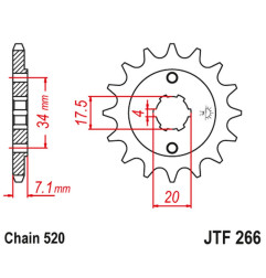 JT ZĘBATKA PRZEDNIA 266 14 HONDA CR 125 '79-'85 (26614JT) (ŁAŃC. 520)