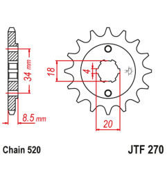 JT ZĘBATKA PRZEDNIA 2046 13 HONDA CA 125 '95-01', CB/CBX/CM/CMX 250 '83-16' (204613JT) (ŁAŃC. 520)