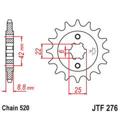 JT ZĘBATKA PRZEDNIA 276 15 HONDA CB 400N '81-'83 (27615JT) (ŁAŃC. 520)