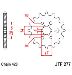 JT ZĘBATKA PRZEDNIA 2118 13 HONDA TRX 90 '93-19', CRF 125 '14-21', DERBI SENDA/MULHACEN/TERRA '07-14' (211813JT)