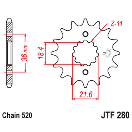 JT ZĘBATKA PRZEDNIA 2506 13 HONDA XL 250 S/M/N (MD26,MD31), AX 1 (250613JT) (ŁAŃC. 520)