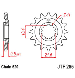 JT ZĘBATKA PRZEDNIA 334 14 HONDA CR 250 86-87, CR 500 86-87 (33414JT) (ŁAŃC. 520)