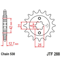 JT ZĘBATKA PRZEDNIA 288 18 HONDA CB 550F/K '75-'80, CBF 750 K1-K6 '71'76 (28818JT) (ŁAŃC. 530)
