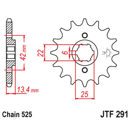 JT ZĘBATKA PRZEDNIA 291 17 HONDA CB 450S '86-'89 (29117JT) (ŁAŃC. 525)