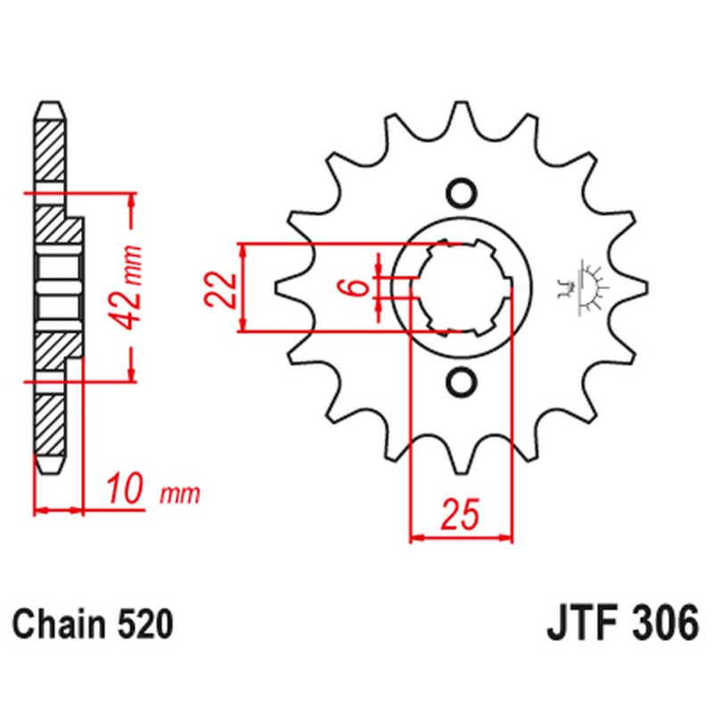 JT ZĘBATKA PRZEDNIA 281 14 HONDA NX 650 DOMINATOR '88 (GRUBOŚĆ 10MM) (28114JT) (ŁAŃC. 520) (-1)