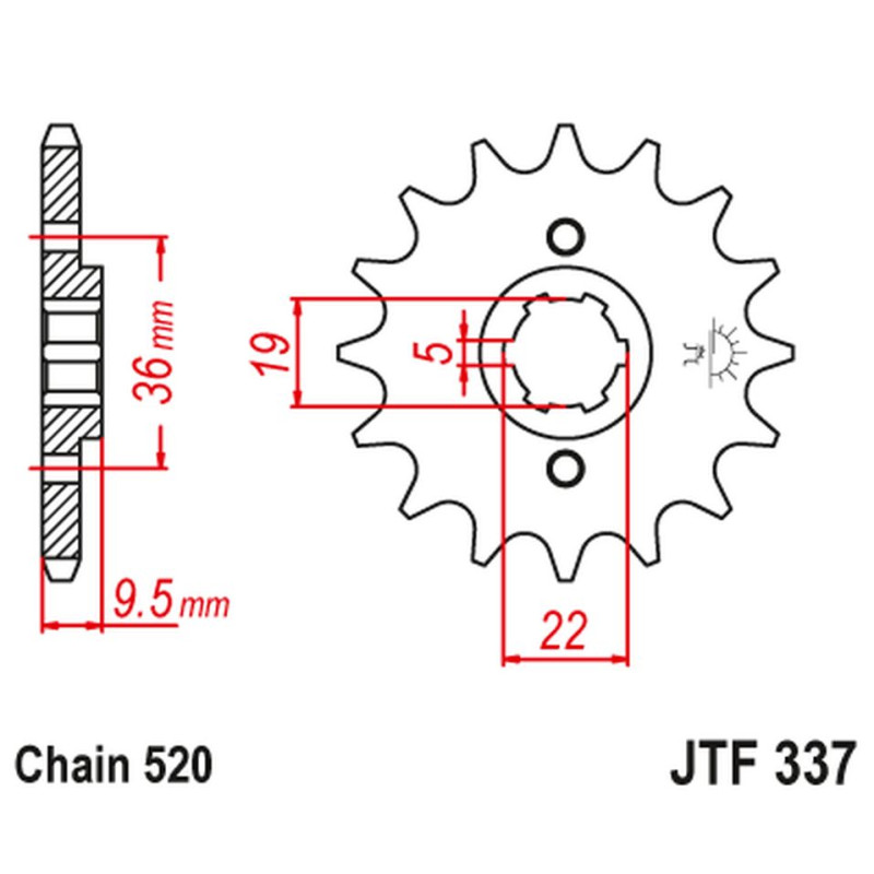 JT ZĘBATKA PRZEDNIA 337 12 HONDA TRX 250/300, CR 250 '82-'85, CR500 '84-'85 (33712JT) (ŁAŃC. 520) JT ZĘBATKA PRZEDNIA 337 12 HONDA TRX 250/300, CR 250 '82-'85, CR500 '84-'85 (33712JT) (ŁAŃC. 520)