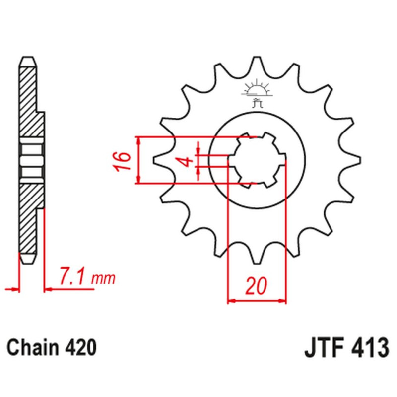 JT ZĘBATKA PRZEDNIA 413 11 SUZUKI RMX 50, TS 50 (41311JT) (ŁAŃC. 420)