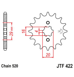 JT ZĘBATKA PRZEDNIA 514 14 KAWASAKI KX 125 '84-'93 (51414JT) (ŁAŃC. 520)