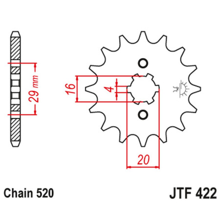 JT ZĘBATKA PRZEDNIA 514 14 KAWASAKI KX 125 '84-'93 (51414JT) (ŁAŃC. 520)