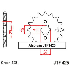 JT ZĘBATKA PRZEDNIA 425 17 SUZUKI TS 125R '90-'96, RV 125 '07-'15 (42517JT) (ŁAŃC. 428)